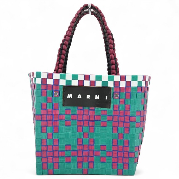Marni Picnic Basket Bag in Green, Bordeaux, and White - Picture 1 of 10